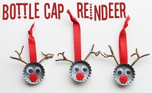 Don't toss your old bottle caps. Turn them into Prancer, Dancer, and Rudolph ornament SourceThe Country Chic Cottage