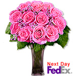 12 Pink Designer Long Stem Roses