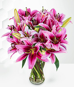 Long Stemmed Pink Lilies Bouquet