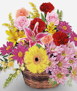 Basket Of Charms - Mixed Flowers Basket