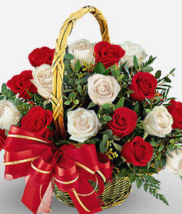 Praia Mole - Red & White Roses Basket
