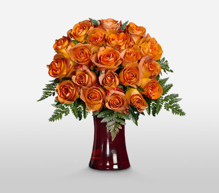 Gold Charm <Br>18 Coffee Break Roses <Br><span>Free Coloured Vase </span>