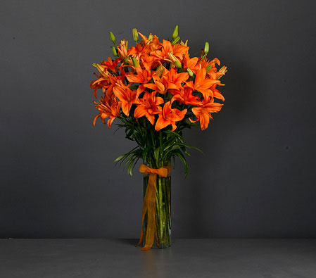 Asiatic Lilium<br>Orange<br><span>Free Vase</span>