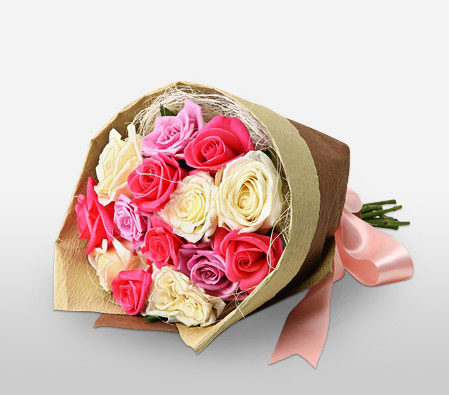 Love You Mom-Pink,Yellow,Rose,Bouquet