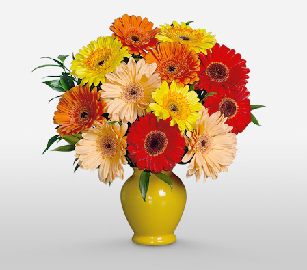 Sunshine <Br><span>Mixed Gerberas in Vase </span>