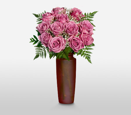 Mothers Day Roses <Br>12 Coolwater Lavender Roses <Br><span>Free Frosted Vase </span>