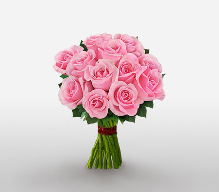 For Mum - One Dozen Pink Roses-Pink,Rose,Bouquet