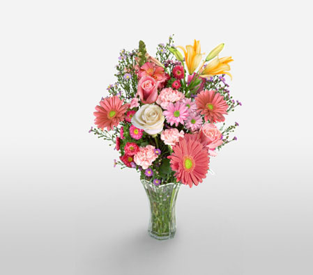 Grand Allure-Mixed,Alstroemeria,Lily,Mixed Flower,Rose,Arrangement