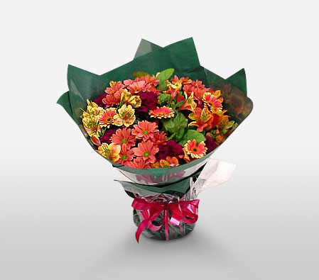 Glorious Bouquet-Mixed,Pink,Red,Yellow,Chrysanthemum,Gerbera,Bouquet