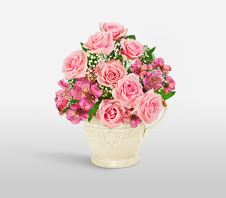 MUMbelievable-Pink,Alstroemeria,Mixed Flower,Rose,Arrangement