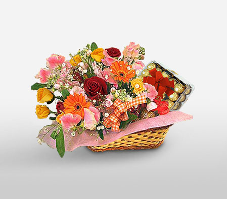 Sinful Sweets-Mixed,Chocolate,Mixed Flower,Basket,Hamper