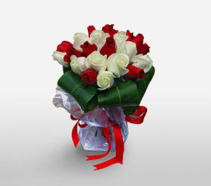 Wedding Bouquet of Red And White Roses