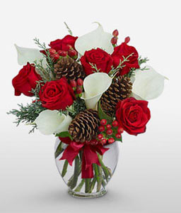 Ange Beaute <Br><span>Red & White Flower Arrangement - Free Vase</span>