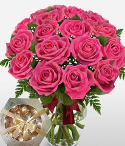 Dreamland - 18 Pink Roses <Br><span>Free Chocolates + Sale $10 </span>