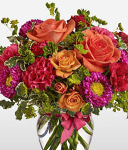Roseate <Br><span>Beautiful Mixed Flowers - Free Vase </span>