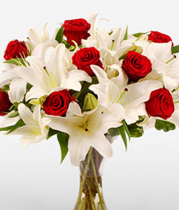 Fire And Ice <span>Red Roses + White Lilies</span>