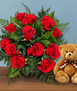 Sparkling Red Roses <span>Sale $20 Off <Br>18 Roses & Free Teddy </span>