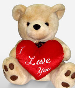 Brownie Bear With I Love You Heart