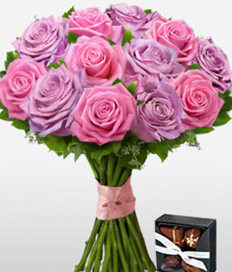 Lilac Kisses <Br><span>12 Roses & Free Chocolates </span>