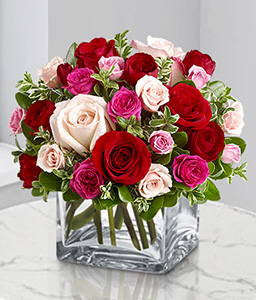 Abundance of Love<Br><span>Mixed Color Roses Arrangement</span>