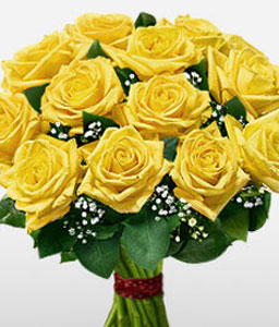1 Dozen Yellow Roses Bouquet