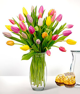 Easter Bunch with Vase - 20 tulips