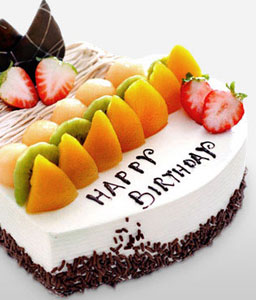 Birthday Fruit Chocolate Cake - 44oz/1.2kg