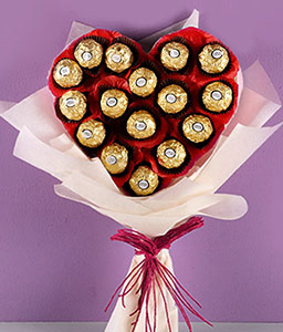 Rocher Chocolates in Heart shaped Bouquet