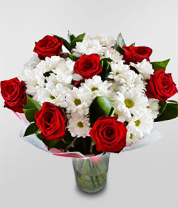 Cloud of Love - Red and White Bouquet