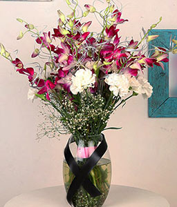 Pretty Orchids N Carnations Bouquet