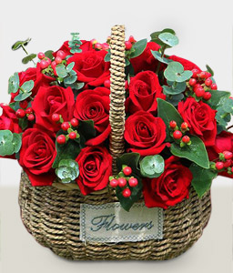 Delightful - 24 Red Roses with Basket