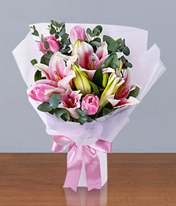 Bouquet in Pink - Lily and Tulip