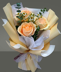 For You - 3 Peach Roses