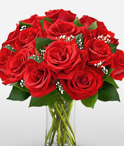 Love All The Way <Font Color=Red> 1 Dozen Roses In A Vase Sale $5 Off</Font>