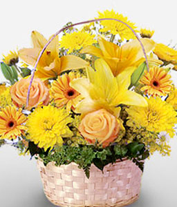 Korean Sunshine - Basket of Yellow Flowers