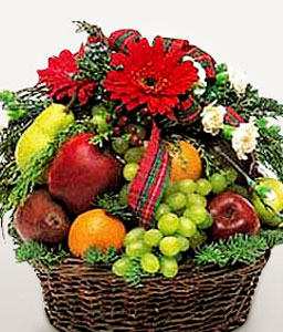 Fresh Fruits & Flowers Basket