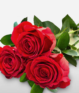 Troika Of Romance - <Br><span>3 Red Roses Bouquet</span>