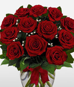 Dozen Roses In A Vase <Font Color=Red>Sale! $5 Off</Font>
