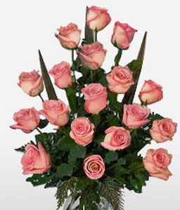 Strawberry Crush - 18 Pink Roses in Vase