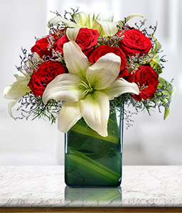 Rose N Lily In Vase