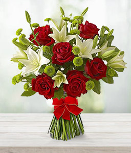 Magical Love - Red Roses & White Lilies Bouquet