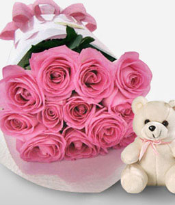 Pink Roses & Teddy