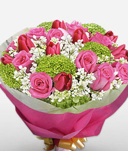 Pink Cupcakes - Mix Flower Bouquet
