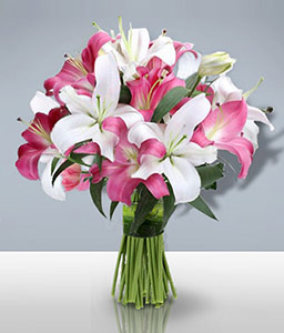 Blissful Pink N White Lilies