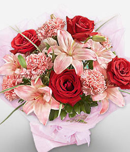Classy Bouquet<Br><span>Roses, Lilies & Carnations</span>
