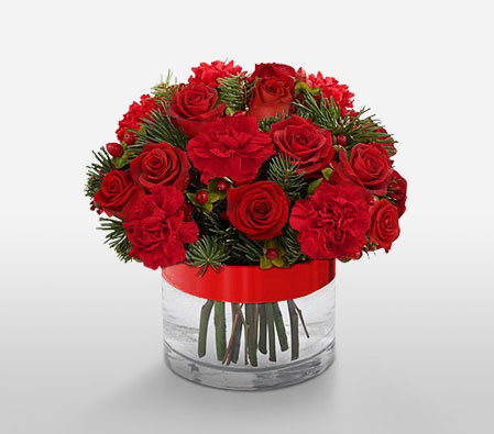 Full Of Love - VDay Arrangement-Green,Red,Carnation,Rose,Arrangement