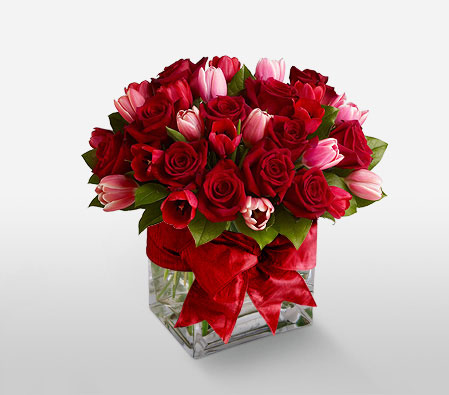 Love Trove-Pink,Red,Rose,Tulip,Arrangement