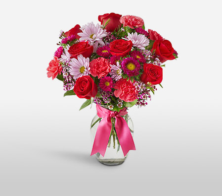 Duchess-Purple,Red,Carnation,Rose,Bouquet