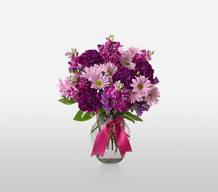 Dazzling Hues-Purple,Carnation,Daisy,Mixed Flower,Arrangement