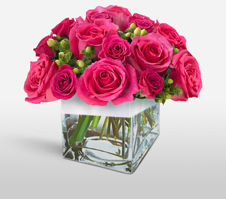 Pink Club - Dozen Roses-Pink,Rose,Arrangement